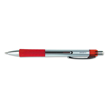 Universal™ Comfort Grip Gel Pen, Retractable, Medium 0.7 Mm, Red Ink, Silver Barrel, Dozen freeshipping - TVN Wholesale